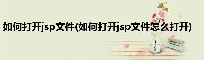 如何打開jsp文件(如何打開jsp文件怎么打開)