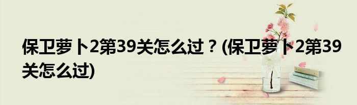 保衛(wèi)蘿卜2第39關(guān)怎么過？(保衛(wèi)蘿卜2第39關(guān)怎么過)