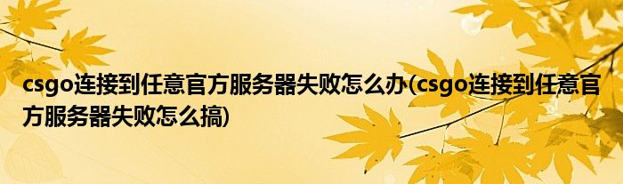 csgo連接到任意官方服務器失敗怎么辦(csgo連接到任意官方服務器失敗怎么搞)