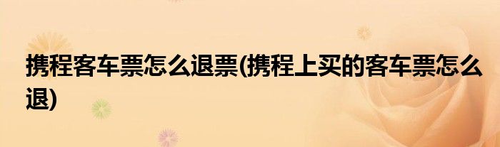 攜程客車票怎么退票(攜程上買的客車票怎么退)