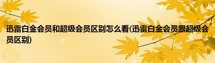 迅雷白金會(huì)員和超級(jí)會(huì)員區(qū)別怎么看(迅雷白金會(huì)員跟超級(jí)會(huì)員區(qū)別)