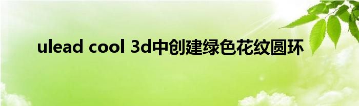 ulead cool 3d中創(chuàng)建綠色花紋圓環(huán)