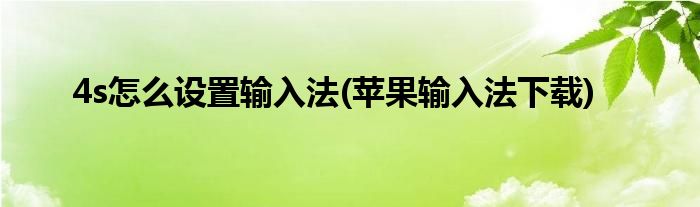 4s怎么設(shè)置輸入法(蘋(píng)果輸入法下載)