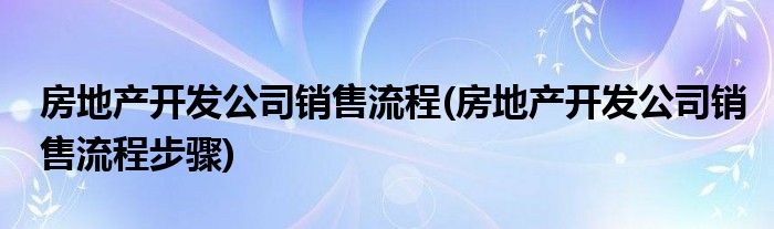 房地產(chǎn)開發(fā)公司銷售流程(房地產(chǎn)開發(fā)公司銷售流程步驟)