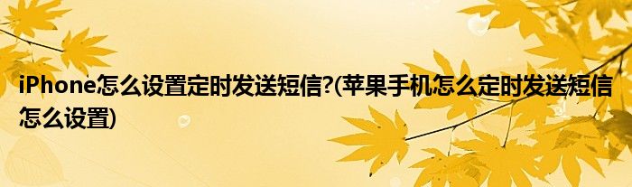 iPhone怎么設(shè)置定時(shí)發(fā)送短信?(蘋果手機(jī)怎么定時(shí)發(fā)送短信怎么設(shè)置)