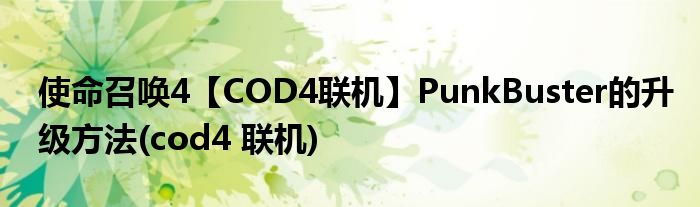 使命召喚4【COD4聯(lián)機(jī)】PunkBuster的升級方法(cod4 聯(lián)機(jī))