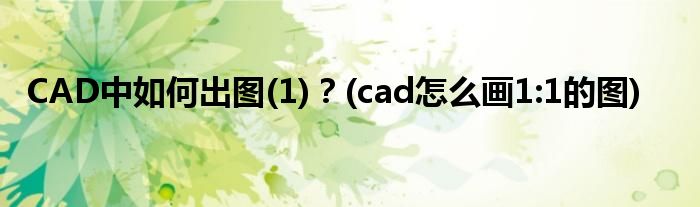 CAD中如何出圖(1)？(cad怎么畫1:1的圖)