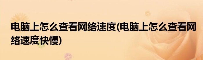 電腦上怎么查看網(wǎng)絡速度(電腦上怎么查看網(wǎng)絡速度快慢)