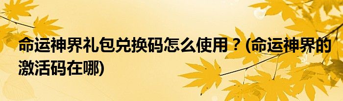 命運(yùn)神界禮包兌換碼怎么使用？(命運(yùn)神界的激活碼在哪)